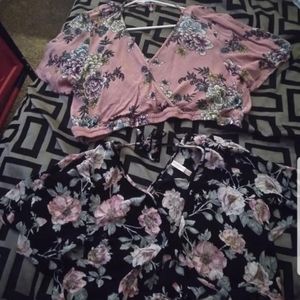 Crop top floral shirt